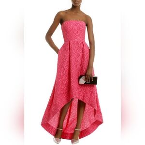 $698 MONIQUE LHUILLER PINK ROSE HI LOW GORGEOUS DRESS GOWN US 6